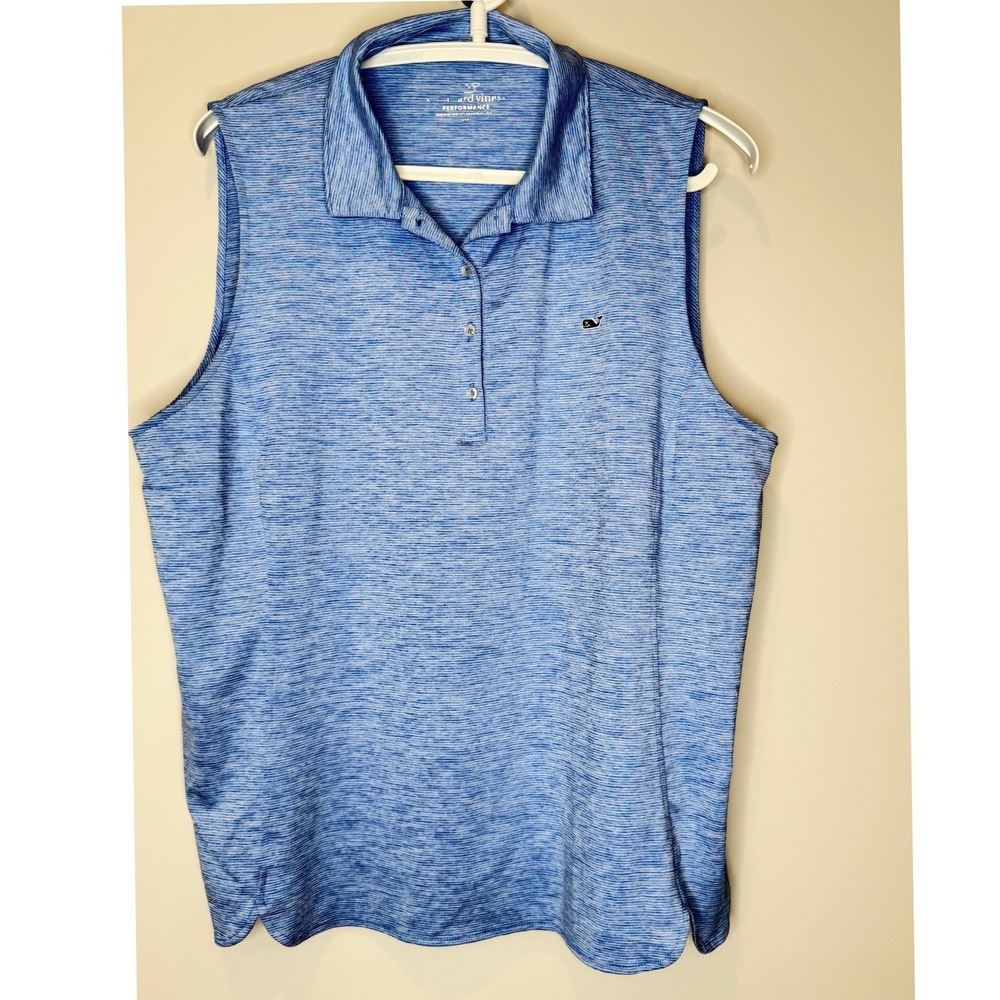 Vineyard Vines Performance Sleeveless Polo Top Blue Striped XL - Picture 2 of 8